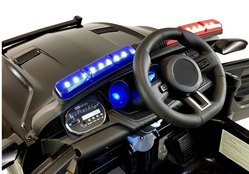 Masina electrica LEANTOYS Politie BBH0007, culoare neagra, 2 motoare foto
