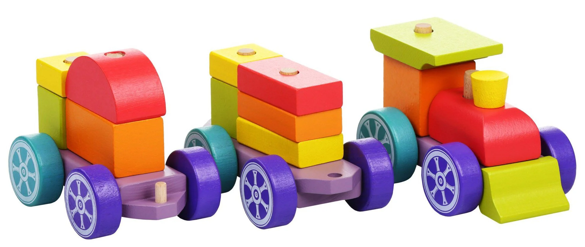Jucarie din lemn Cubika tren Rainbow Express foto