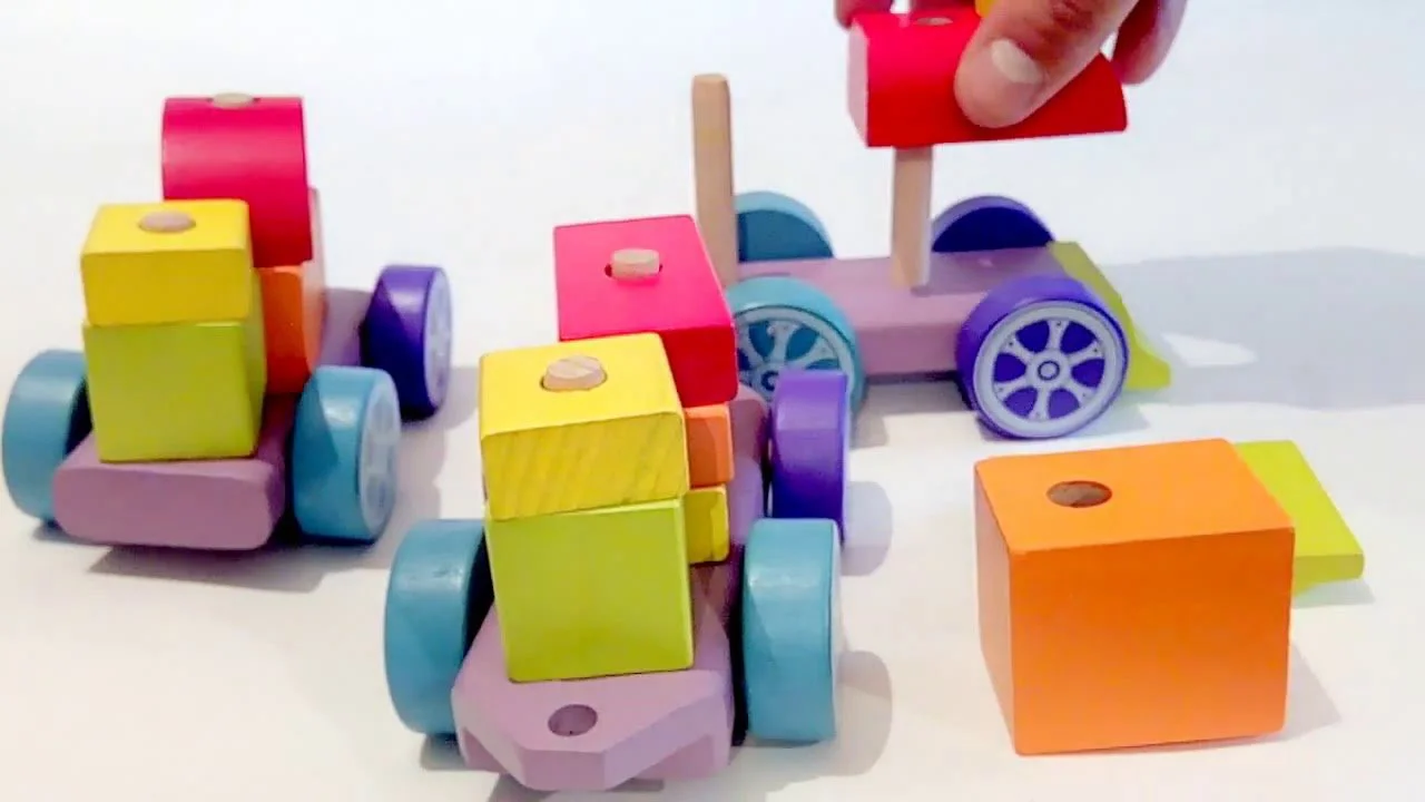 Jucarie din lemn Cubika tren Rainbow Express foto