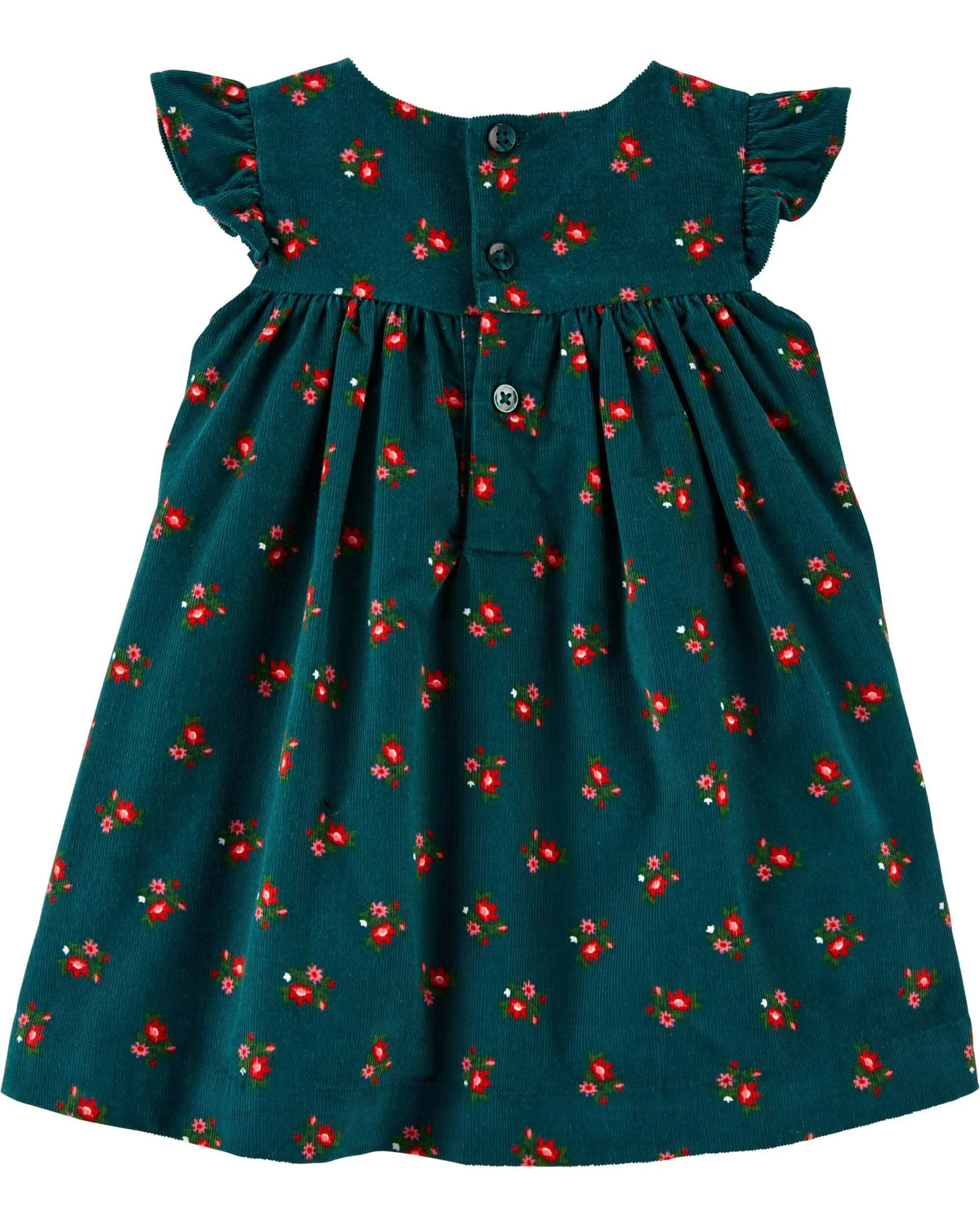 Carter's Rochie de catifea cu volanase si flori foto