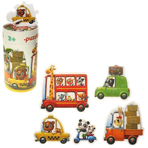 Puzzle educational Puzzlika Masini, 5 in 1 foto