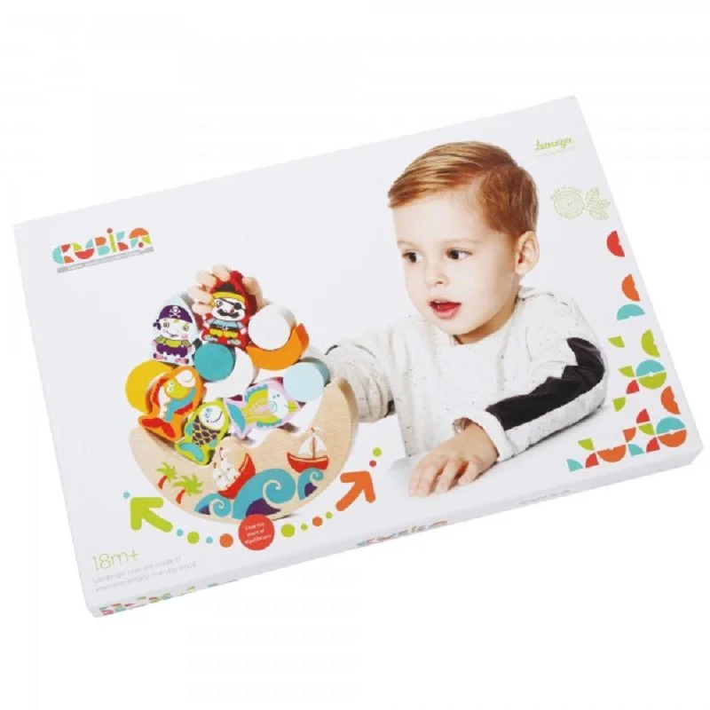 Jucarie-echilibru din lemn Cubika Pestisorii si Piratii foto
