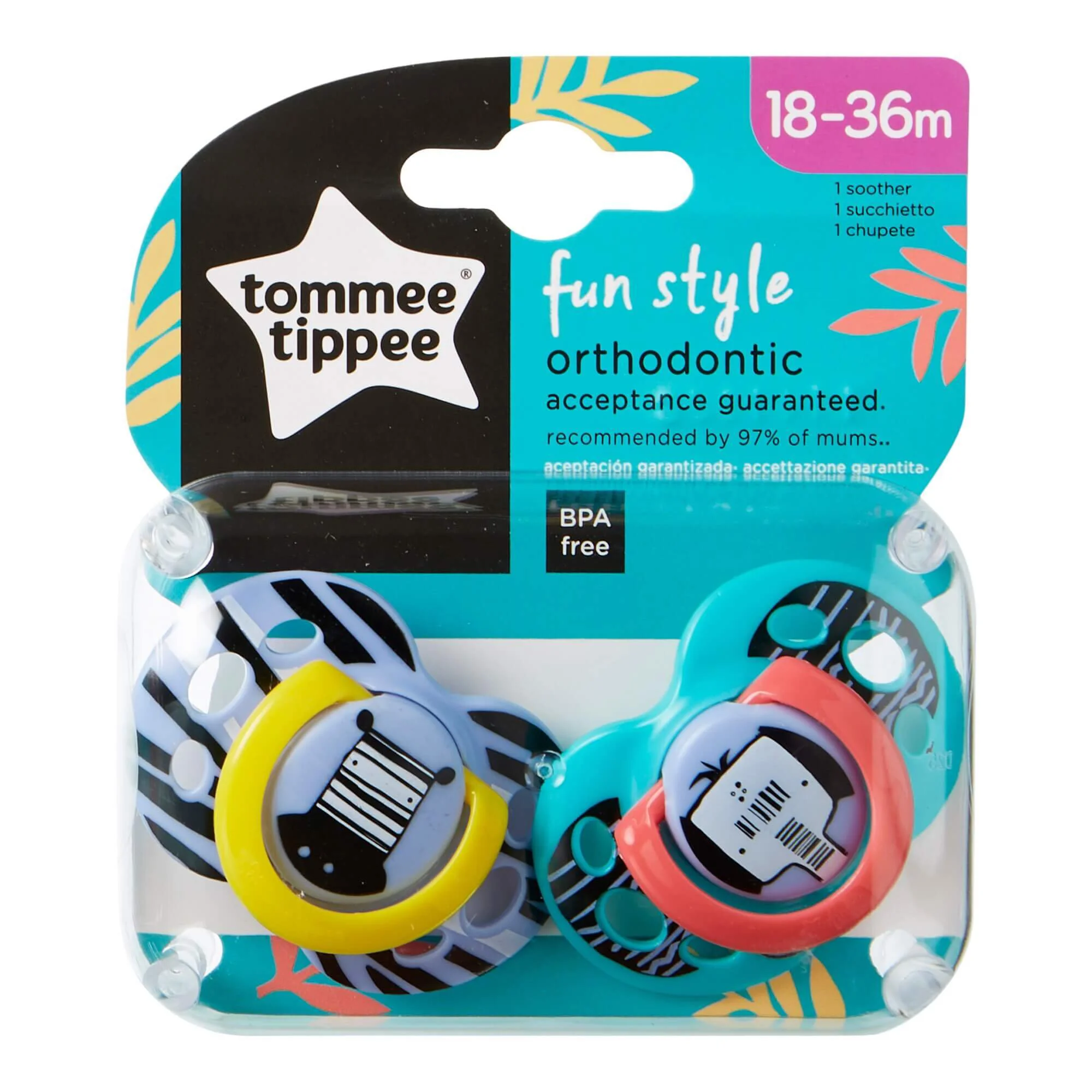 Силиконовая соска-пустышка Tommee Tippee Fun Style (18-36 мес.), 2 шт.