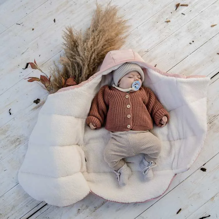 Husa De Iarna Pentru Carucior La Millou - Baby - Velvet Collection - Powder Pink