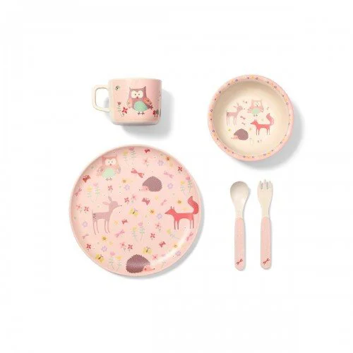 Бамбуковая посуда для детей BabyOno - Forest Pink!