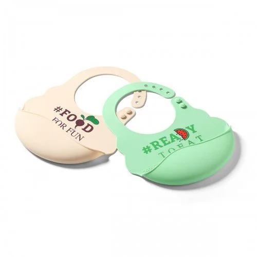Baveta din silicon cu nasturi reglabili BabyOno, #Ready to Eat foto
