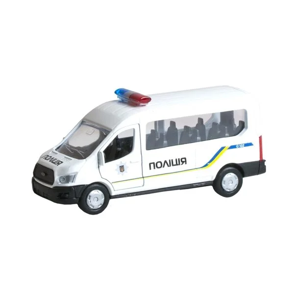 Masina cu inertie Technopark Ford Transit Politia (alb, 1:32) foto