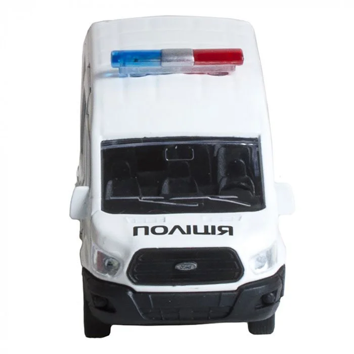 Masina cu inertie Technopark Ford Transit Politia (alb, 1:32) foto