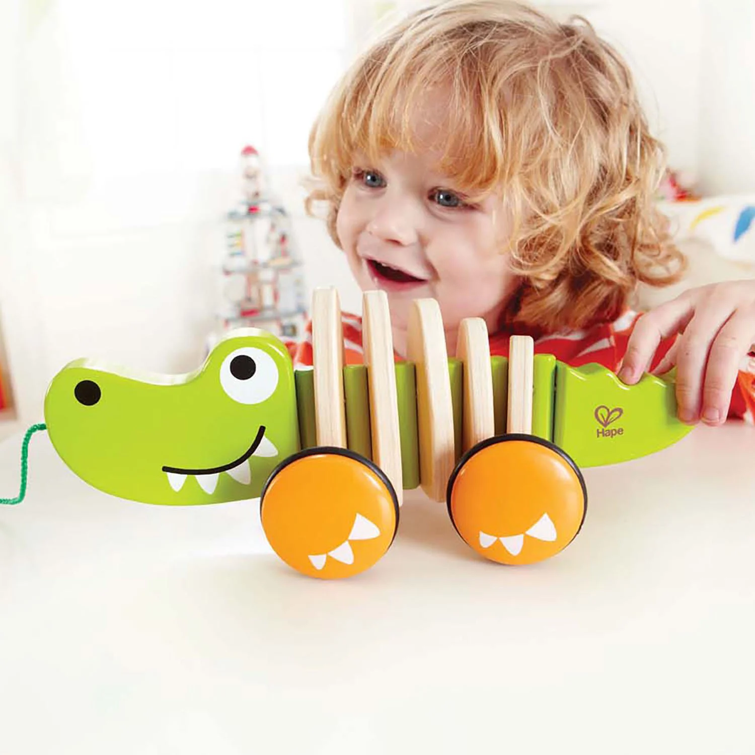 Jucarie de plimbat Hape Crocodil cu corp flexibil foto