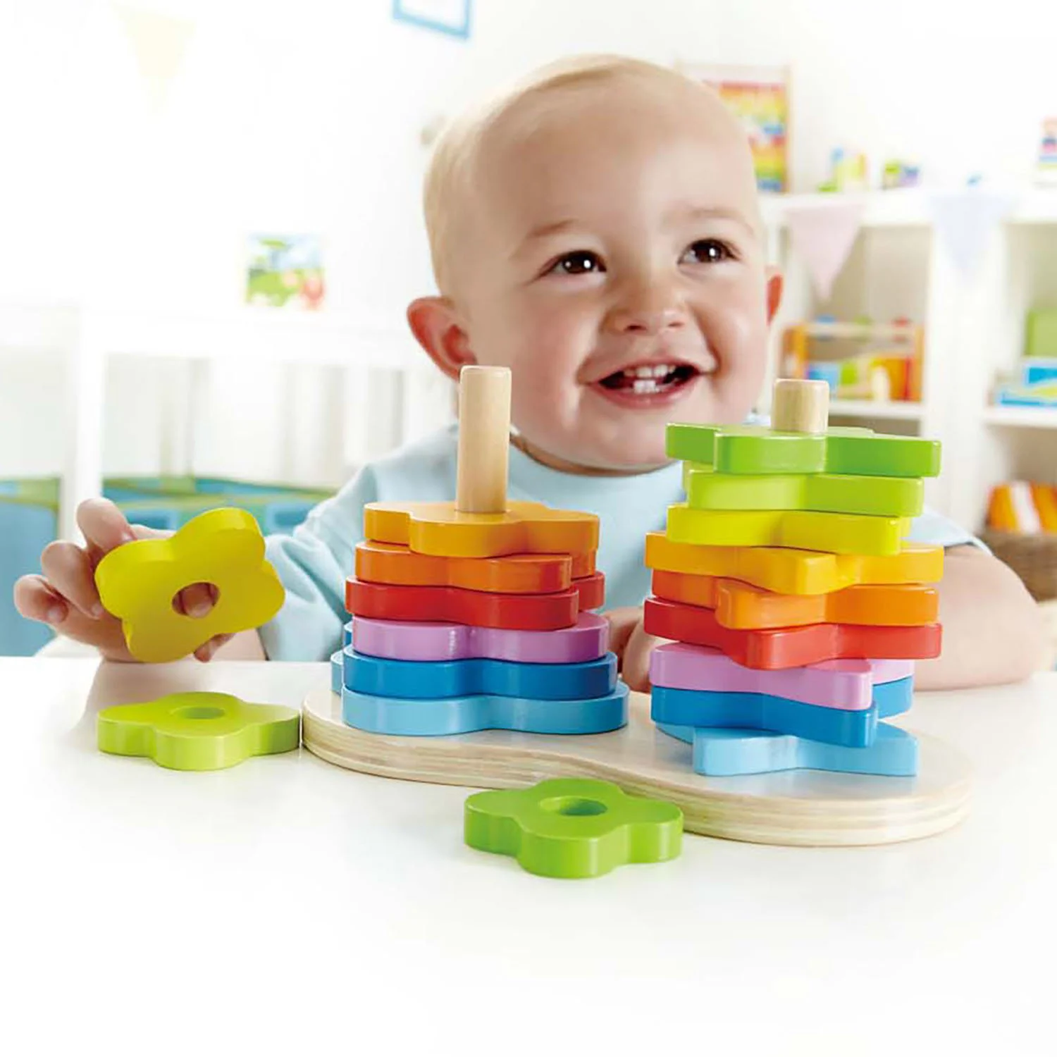 Jucarie de lemn Hape "Double Rainbow Stacker"