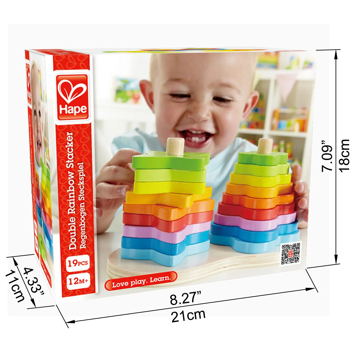 Jucarie de lemn Hape "Double Rainbow Stacker"