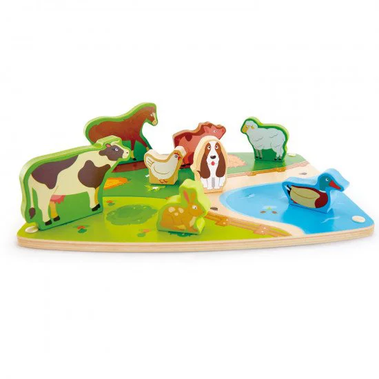 Puzzle din lemn Hape Animalele de la ferma