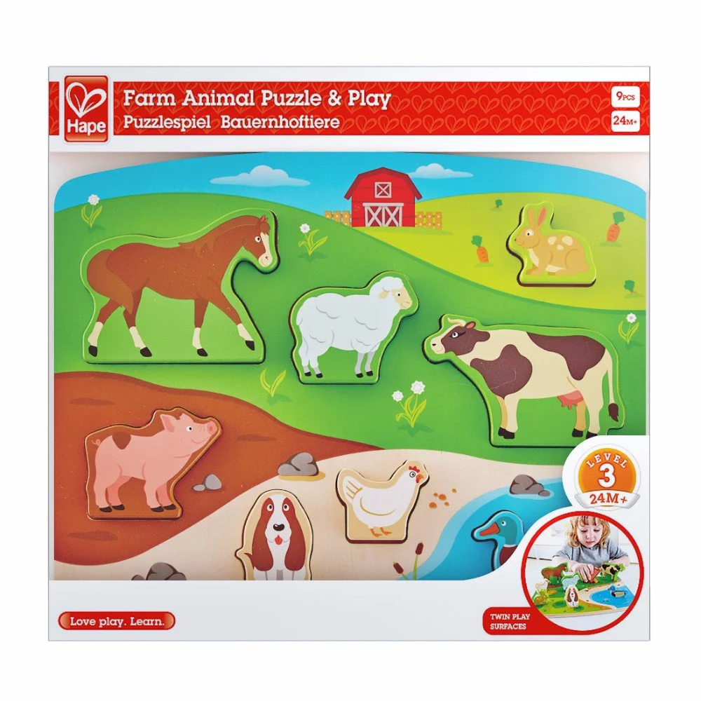 Puzzle din lemn Hape Animalele de la ferma