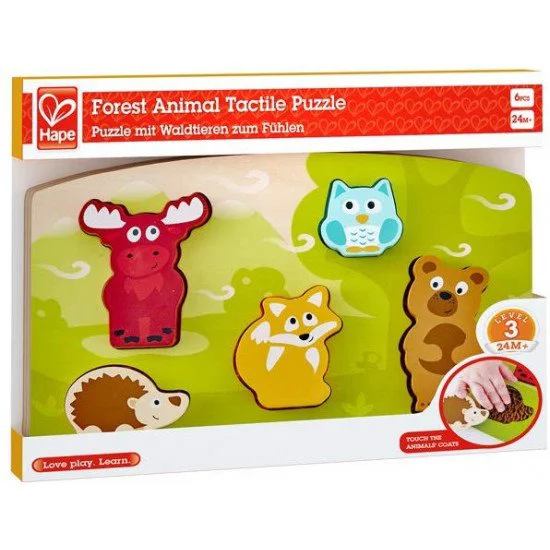 Puzzle tactil Hape Animale de padure, 5 piese foto