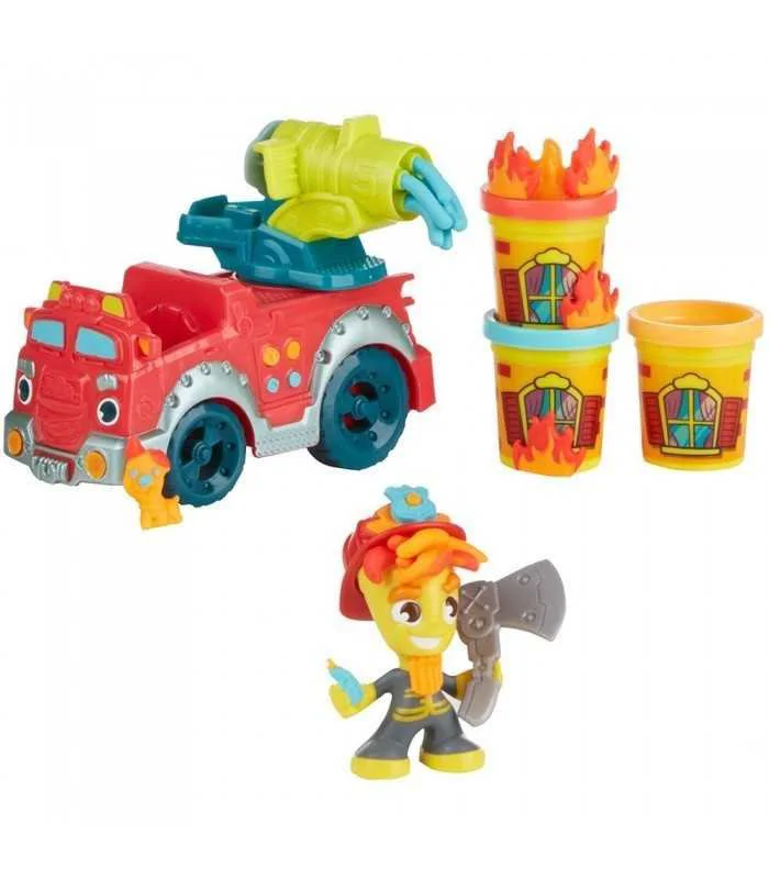 Set plastilina Masina de pompieri Hasbro Play-Doh Town, 3 cutii si accesorii foto
