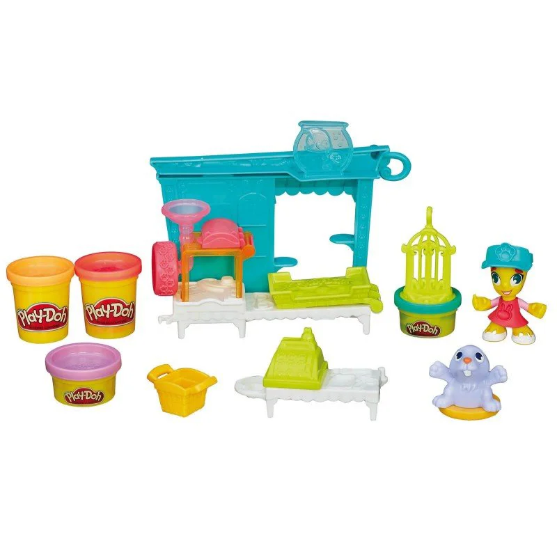 Set plastilina Magazinul de animalute Hasbro Play-Doh Town, 4 cutii si accesorii foto