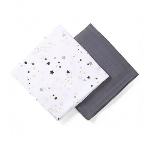 Pelinci din muselina cu fibre de bambus BabyOno Stardust, 120x120 cm, 2 buc.