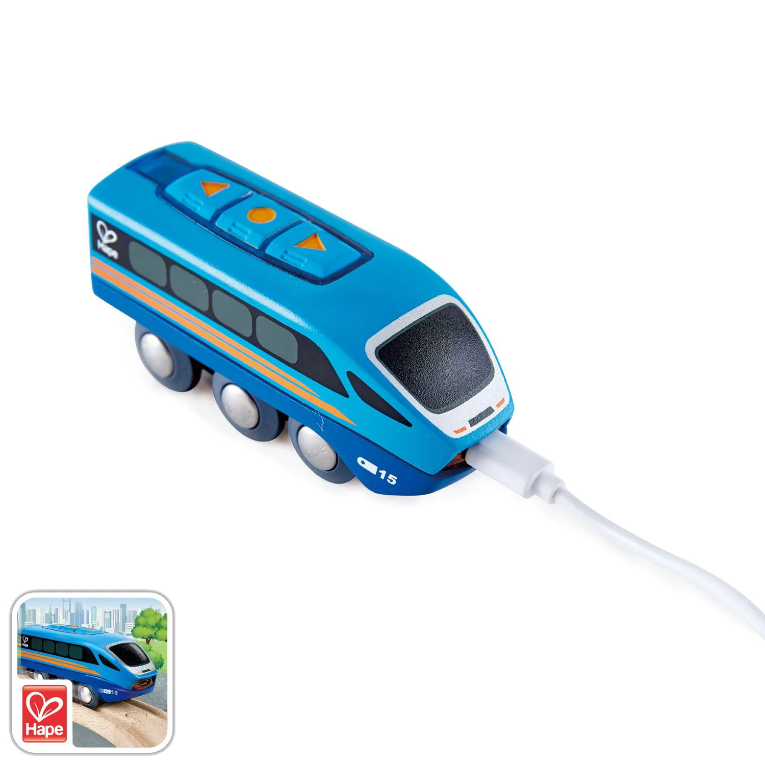 Jucarie din lemn Hape Tren cu control la distanta foto