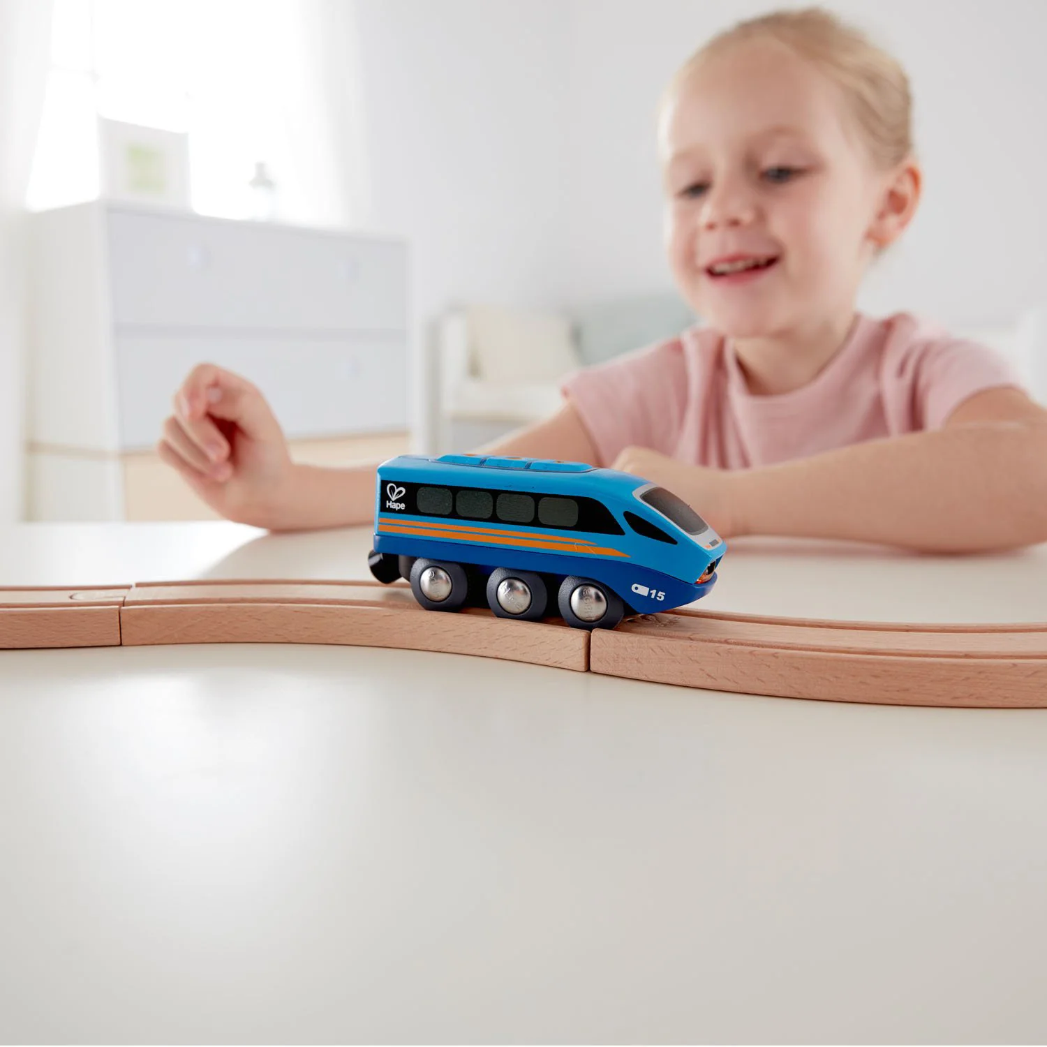 Jucarie din lemn Hape Tren cu control la distanta foto