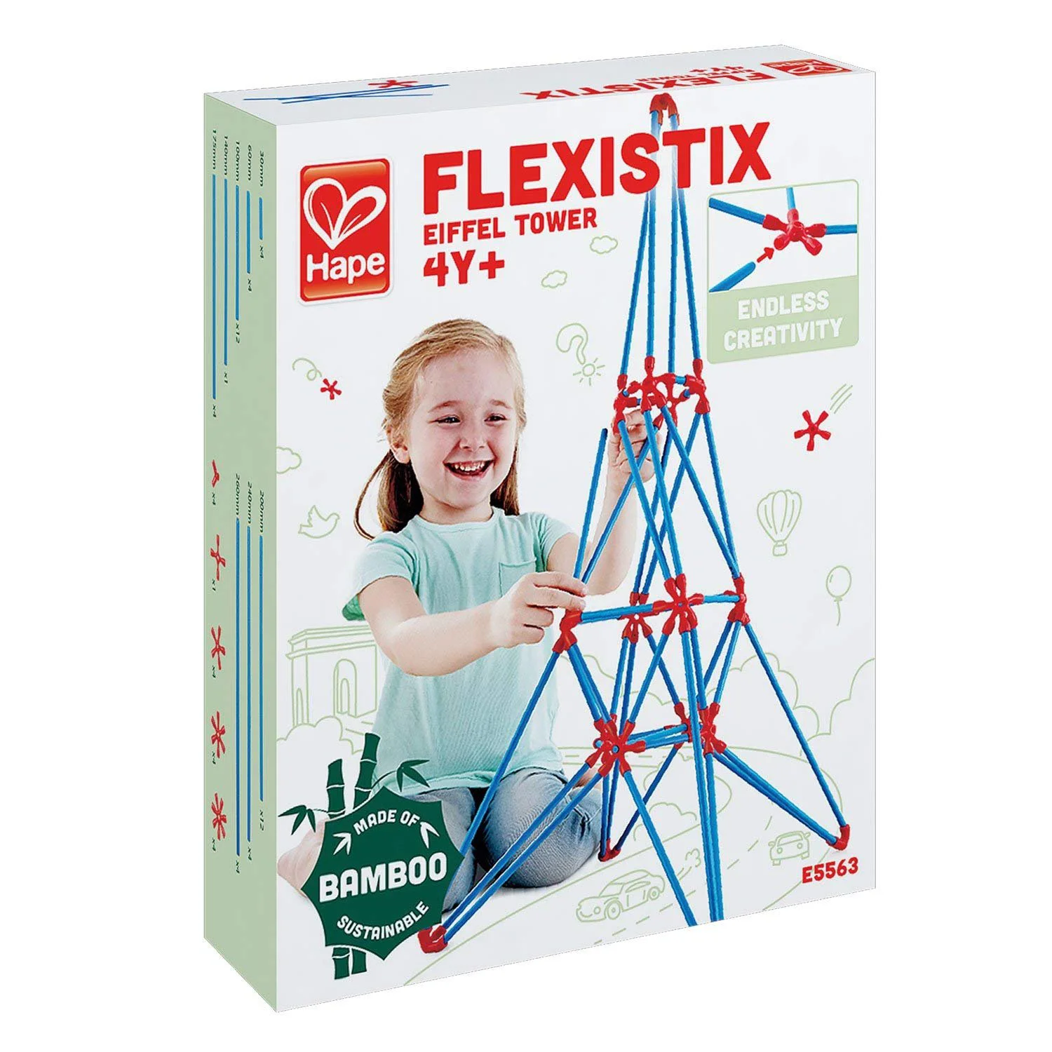 Constructor din bambus Hape Turnul Eiffel Flexistix foto