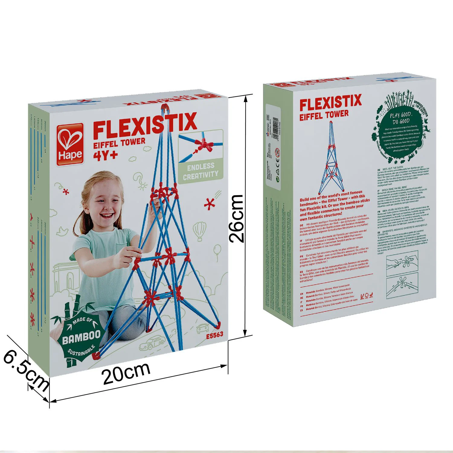 Constructor din bambus Hape Turnul Eiffel Flexistix foto