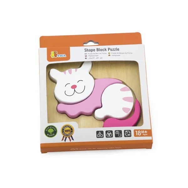 Деревянный пазл Viga Toys Shape Block Puzzle - Cat