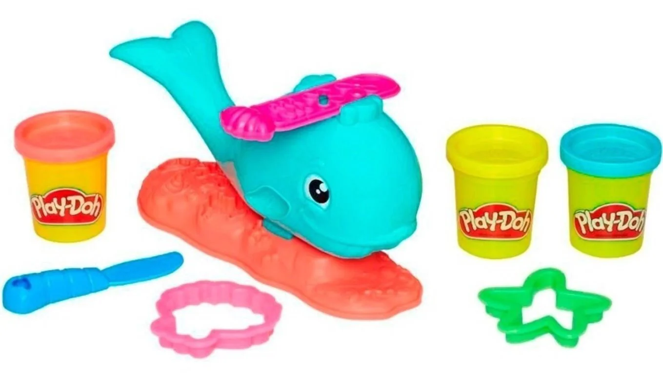 Set plastilina Balena Wavy Hasbro Play-Doh, 3 cutii si accesorii foto