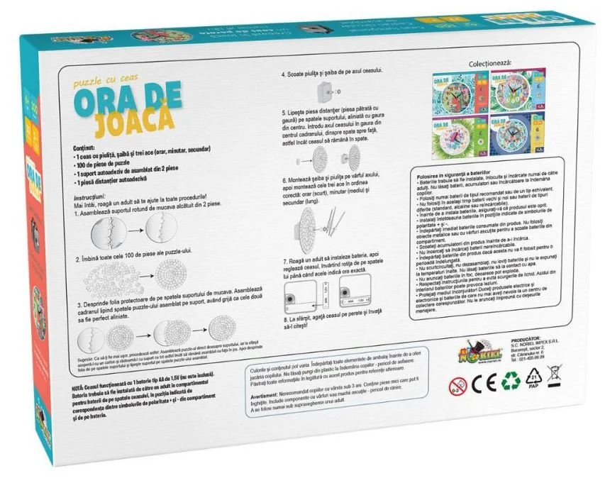 Puzzle cu ceas Noriel Ora de joaca "Dinozauri"