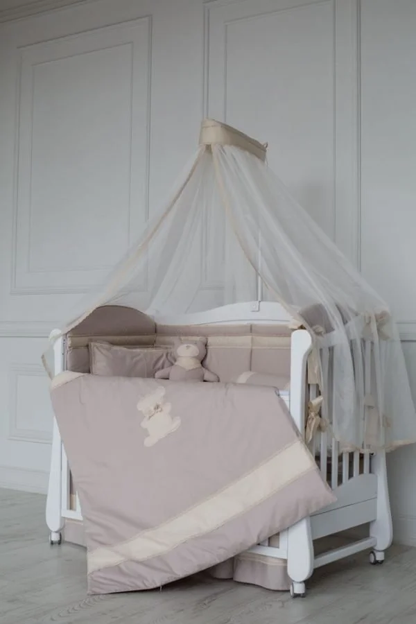 Set lenjerie de patut Specialbaby Anie gri din 3 piese (Pentru patut de 120*60 cm)