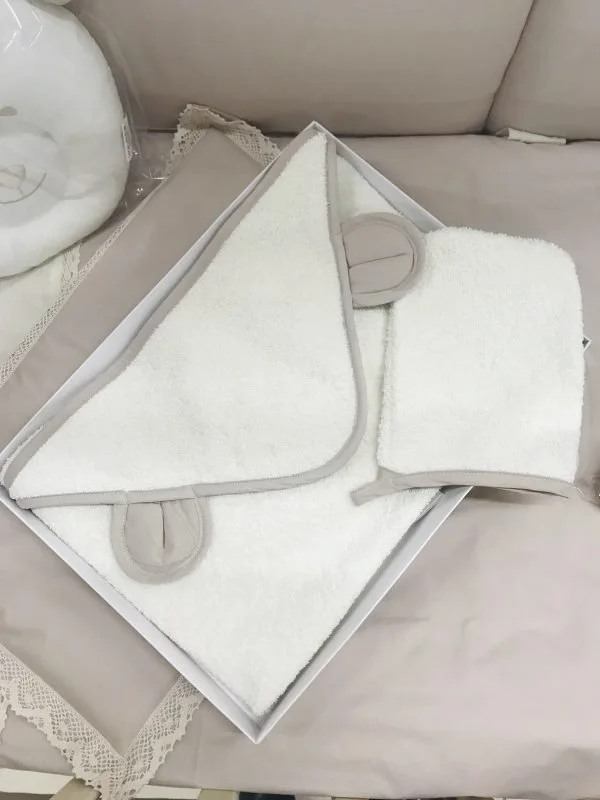 Set de baie Specialbaby Ursulet, prosop si manusa de baie (90x90 cm) foto