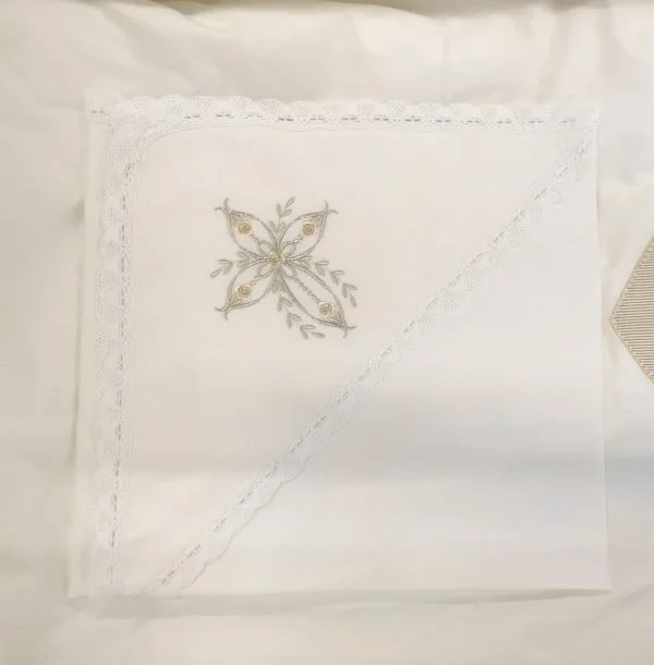 Детское одеяло на крестины с вышивкой, 90x90 см foto