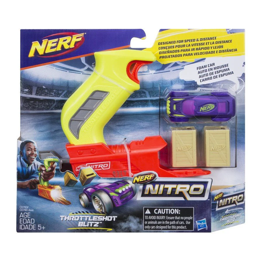 Set de joaca Lansator si masinuta Nerf Nitro Throttleshot Blitz Hasbro, sortiment foto