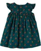 Carter's Rochie de catifea cu volanase si flori foto