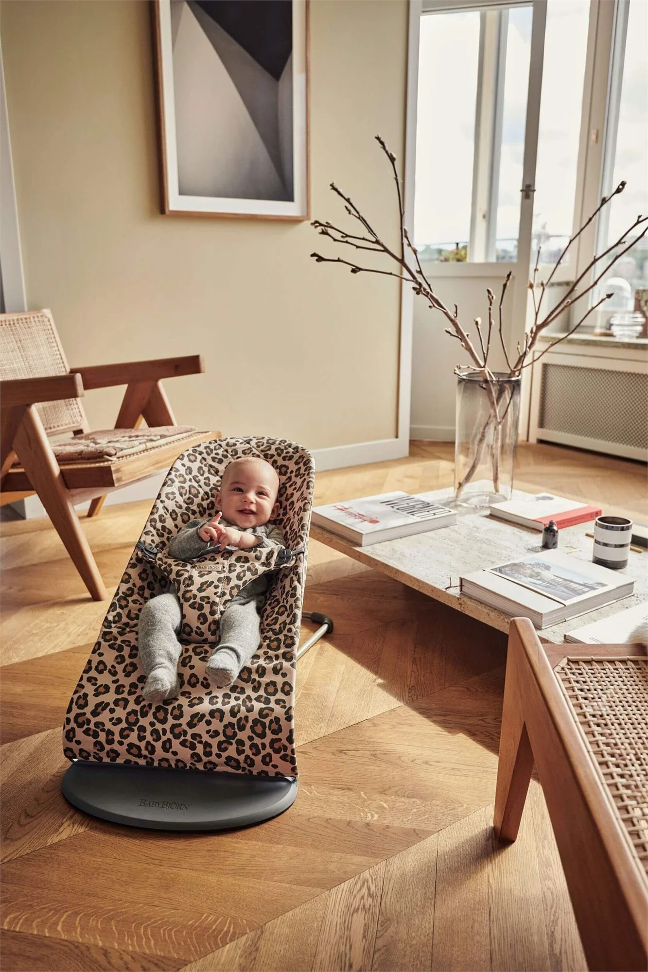Кресло-шезлонг BabyBjorn Bliss Beige/Leopard, хлопок