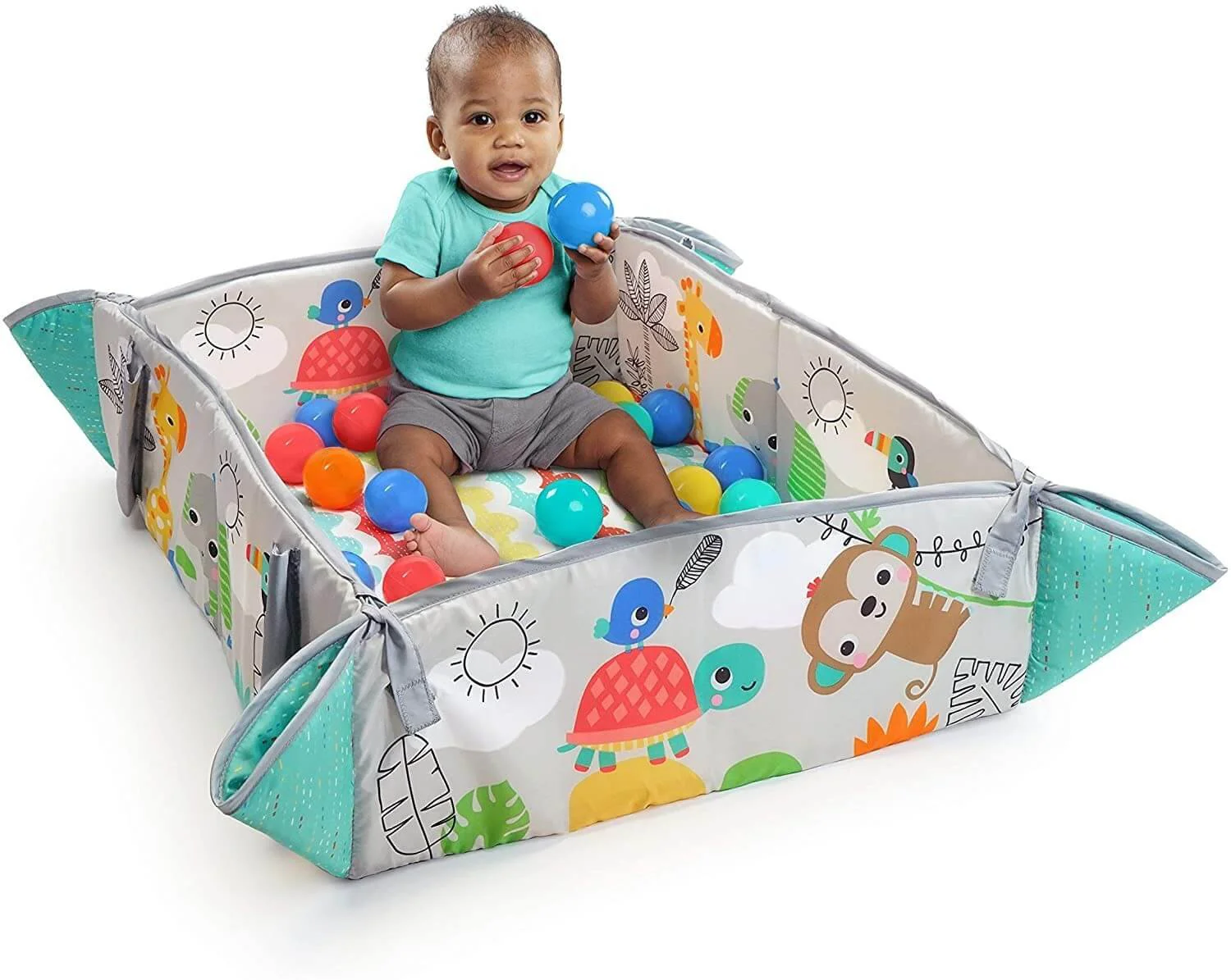 Развивающий коврик Bright Starts 5 в 1 Gym & Ball Pit Totally Tropical