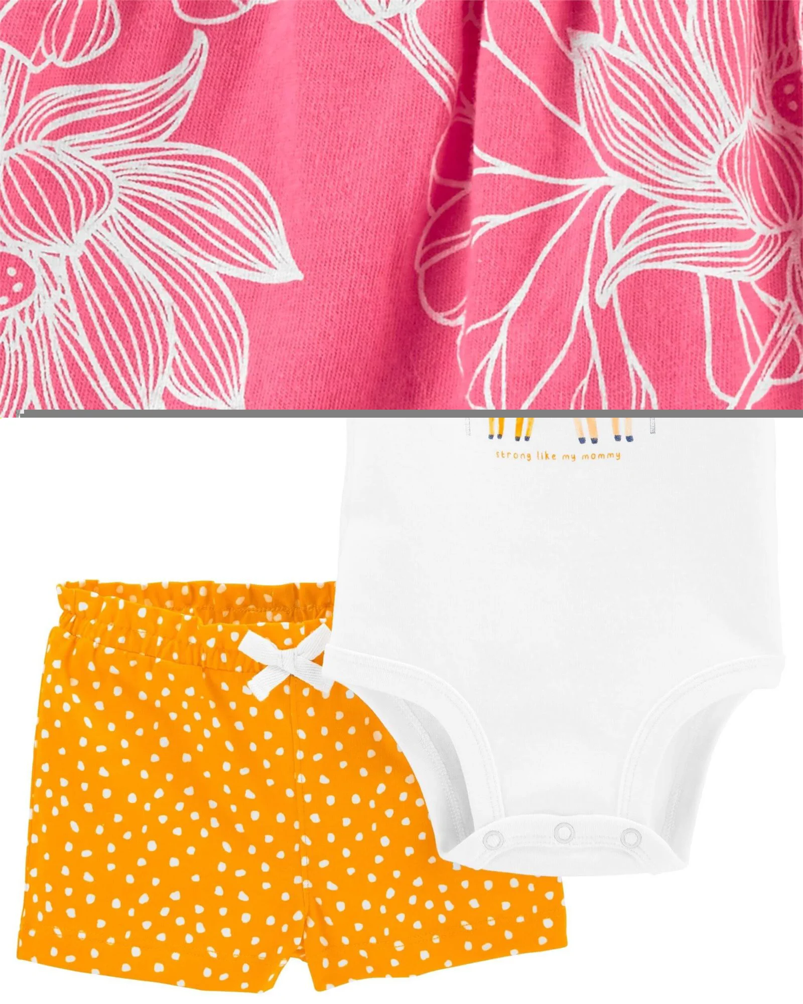Carter's Set 3 piese Body, tricou si pantaloni scurti cu volanase foto