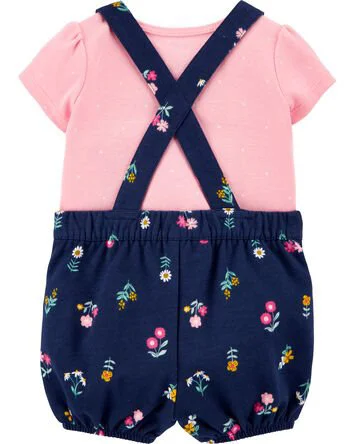 Carter's Set 2 piese Flori - tricou si salopeta foto