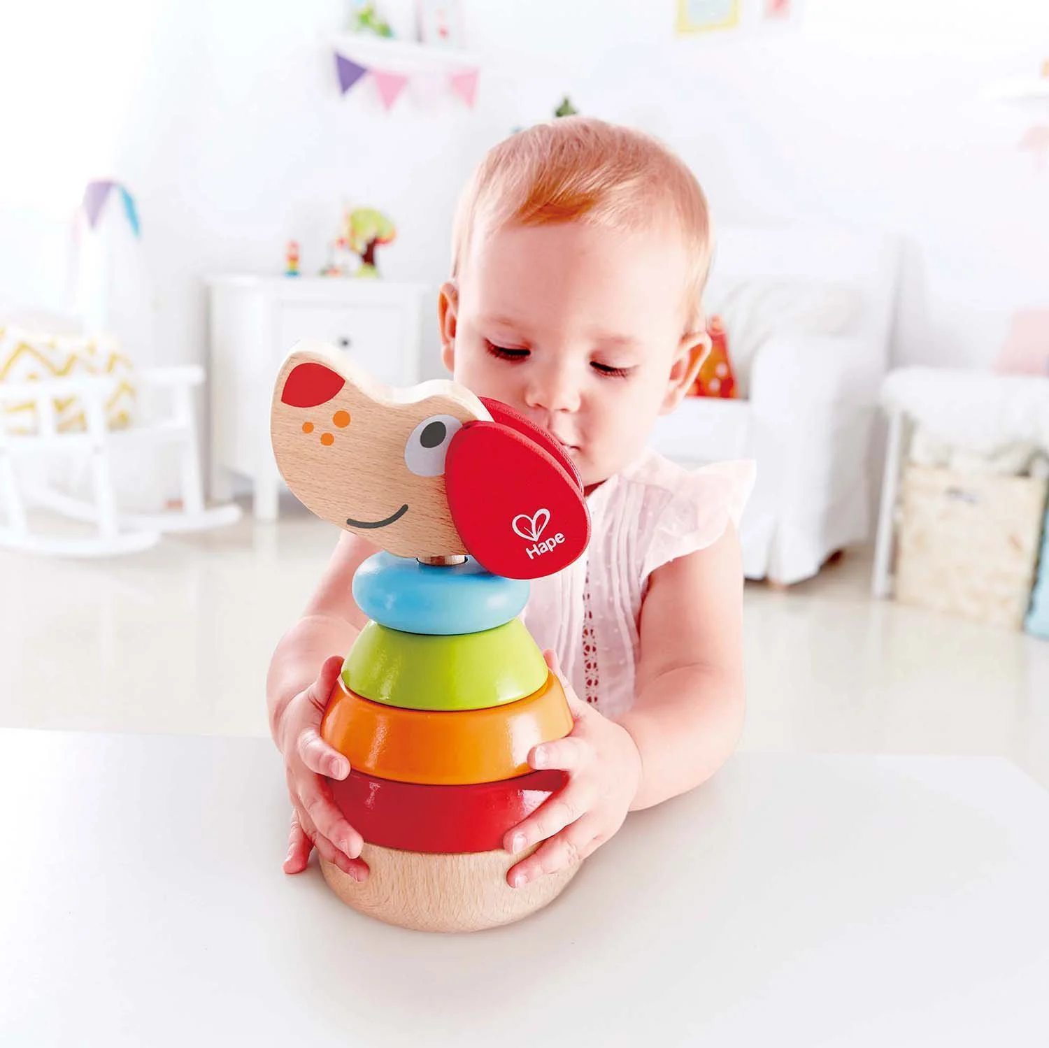 Деревянная развивающая игрушка Пирамидка Щенок Hape foto
