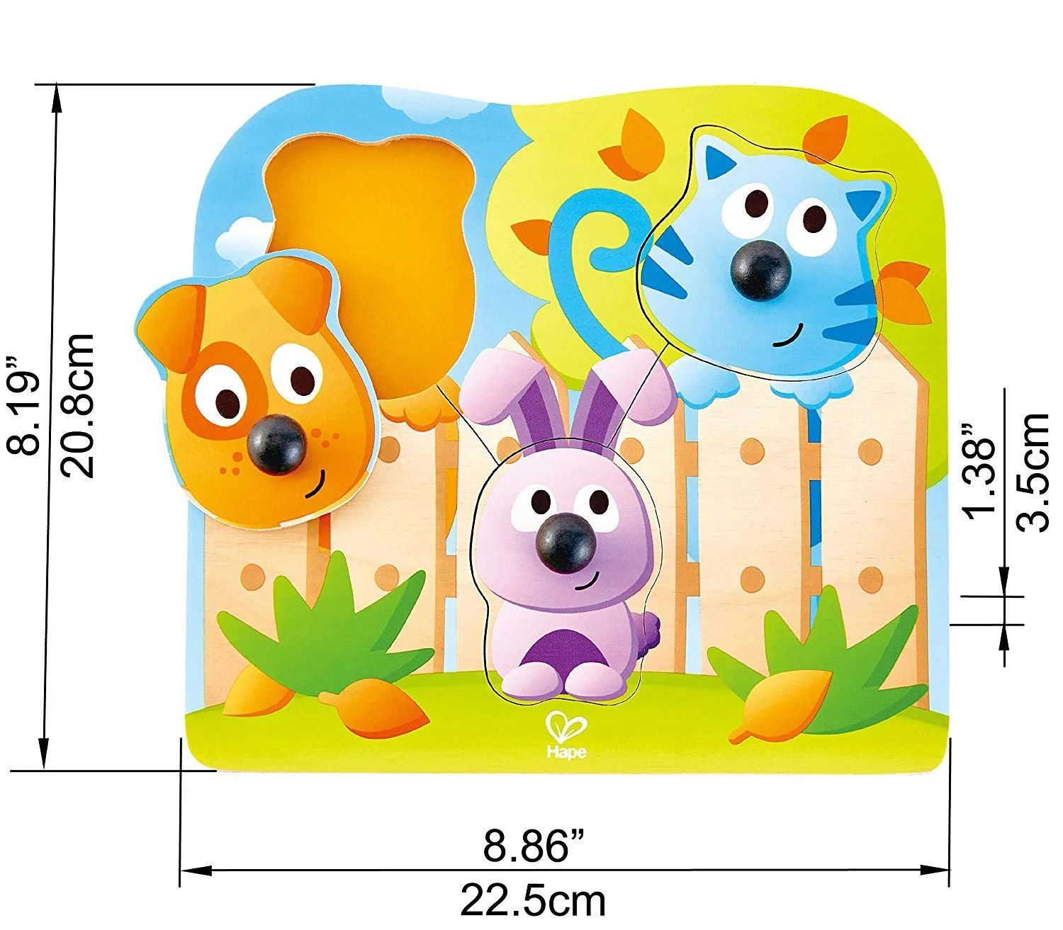 Puzzle educational Hape Animale domestice cu nasuri mari foto