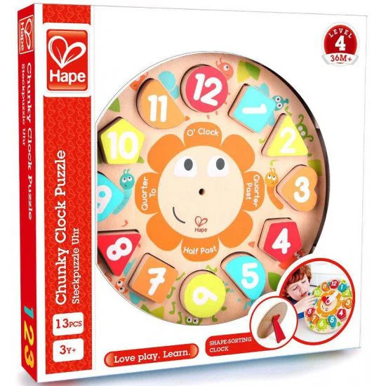 Развивающий пазл Счастливые часы Chunky Hape foto