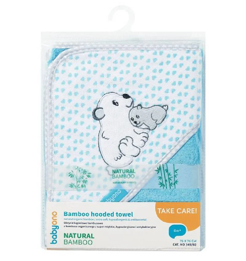 Полотенце BabyOno бамбуковое с капюшоном Синее, 100x100 см foto