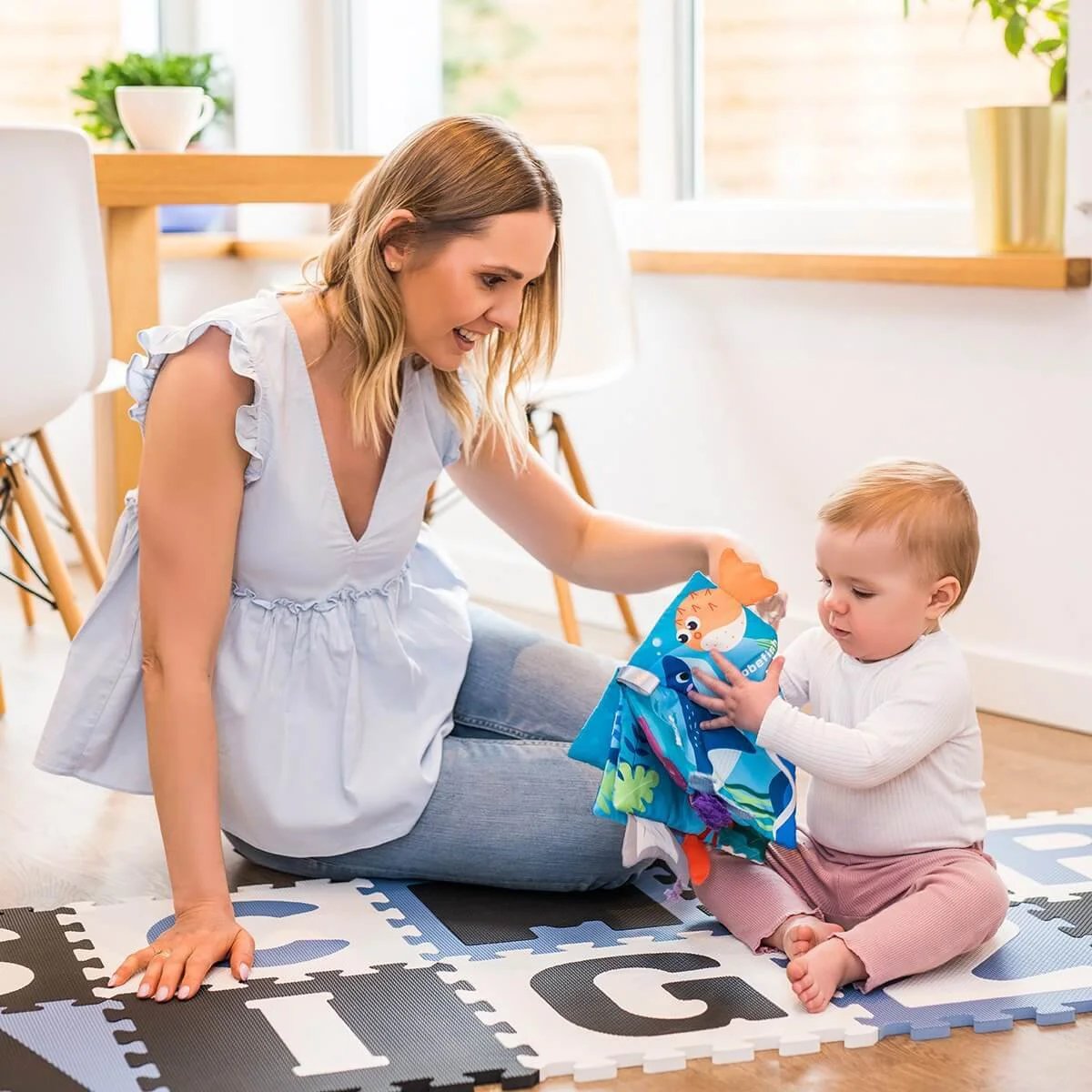 Пазлы мягкие BabyOno Буквы Синие, 10 шт. foto