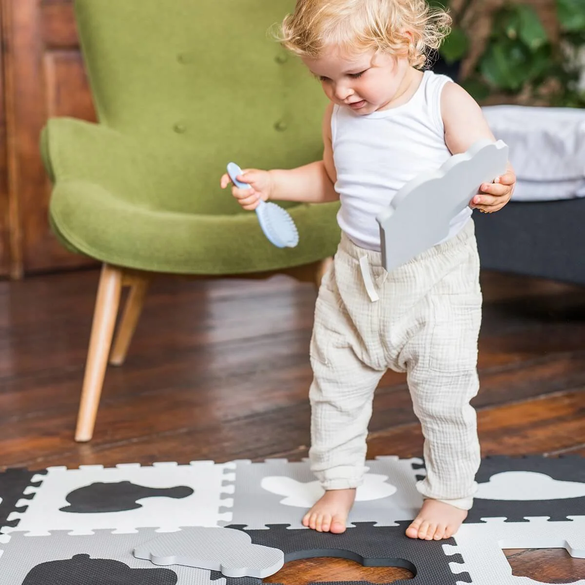 Пазлы мягкие BabyOno Транспорт Серые, 10 шт. foto