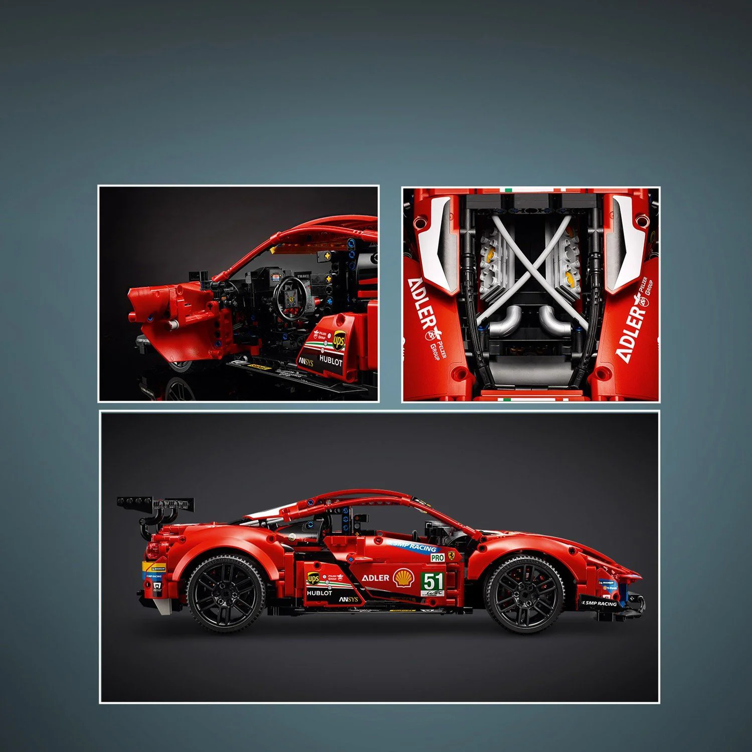 LEGO Technic Ferrari 488 GTE motor V8 foto