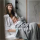 Plapuma din bumbac La Millou Biscuit Collection - Navy & Honey , 100x100 cm foto