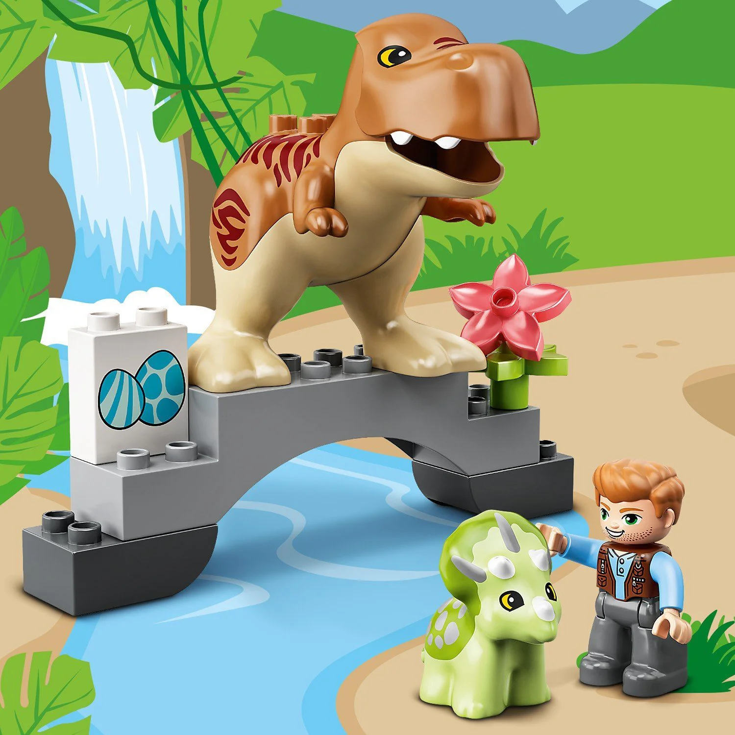 LEGO Duplo Jurassic World T. rex and Triceratops Dinosaur Breakout foto