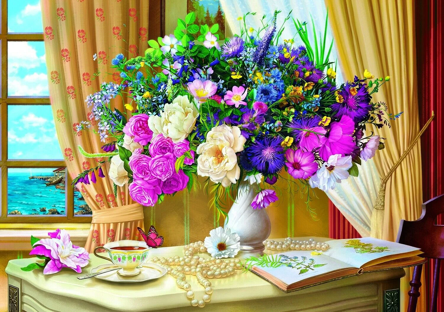 Puzzle Trefl Flowers in the morning, 1000 piese foto
