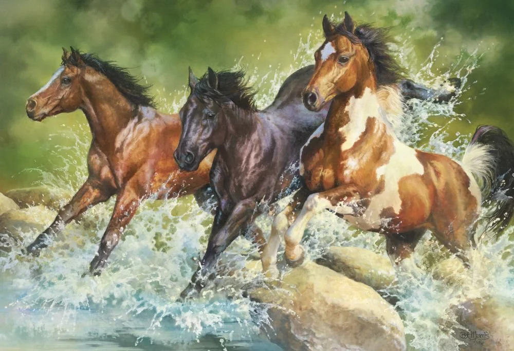 Puzzle Trefl Three wild horses, 1500 piese foto