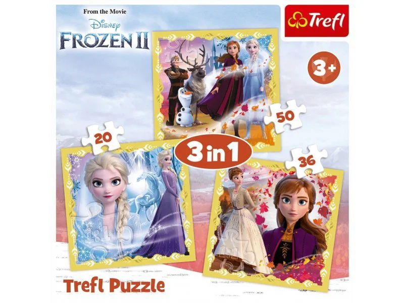 Puzzle Trefl 3 in 1 / The power of Anna and Elsa / Disney frozen II, 20/36/50 piese foto