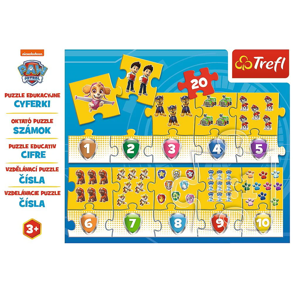 Puzzle educativ Trefl Numbers Paw Patrol, 20 piese (ro)